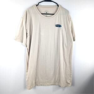 East West Mens XL Cream Nissan Skyline GT-R R32 Embroidered JDM Car Tee 65/35